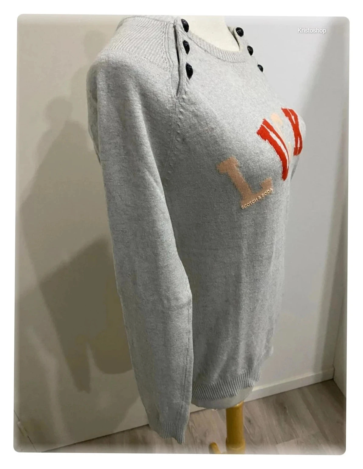 Suéter fino de lã cinza Scotch & Soda mangas longas Tamanho S Lucky – photo 4